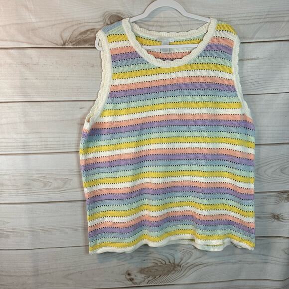 Design History Pastel Combo Striped Sleeveless Sweater Size 3X - Picture 1 of 7